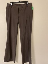 Investments Petites 12P Stretch Pockets Pants Striped Black Straight Leg Women