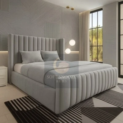 BE&D Ottoman Bed Winged Plush Velvet Manhattan Gas Lift Storage Double& King Size Bed