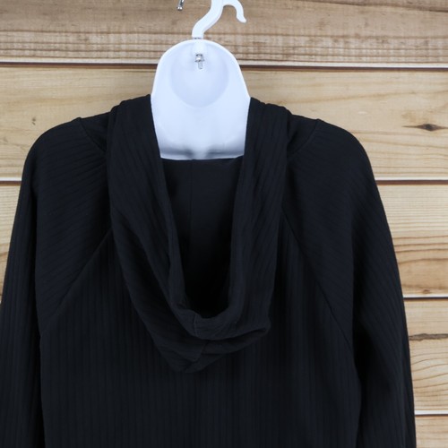 Athletic Works Ribbed Sweatshirt Hooded Womens Size XL 16-18 Black Activewear - Picture 4 of 8