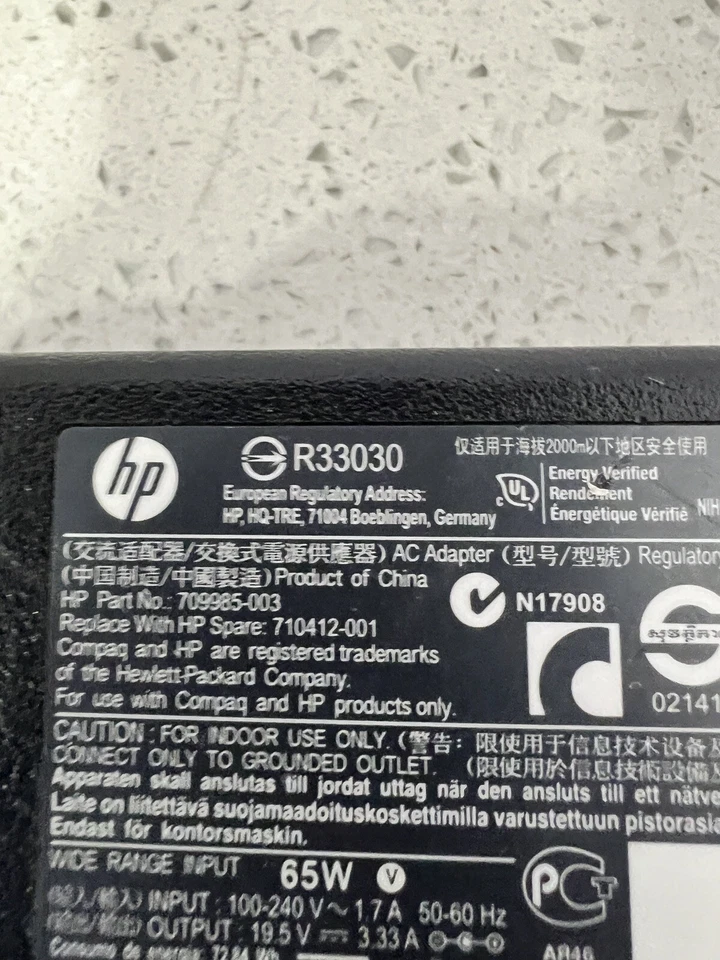 Cargador adaptador de CA original OEM para HP N193 V85 R33030 18,5 V 3,5 A pin inteligente 65 W Foto 4 de 4