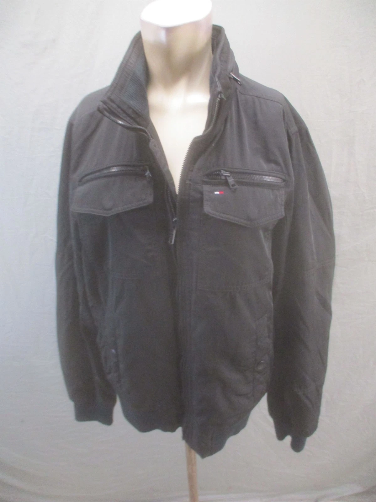 Tommy Hilfiger Size S Mens Black Full Zip Pocjets No Hood Casual Warm Jacket 766