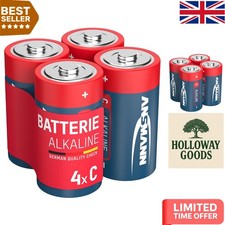 High-Performance Alkaline C Type Batteries (Pack of 4) - Up to 7- Shelf Life