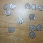 Lot of 11 Mercury Dimes 90% Silver  Circulated 1918 - 1945 + 1 Canadian Dime '42