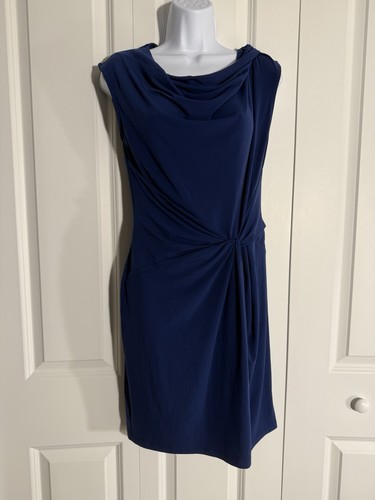 MICHAEL Michael Kors Blue Cowl Neck Side Knot Cocktail Jersey Dress Size Small