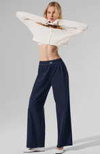 ALO Suit Up Trouser (Regular) Navy Women's Wide Leg Pants Size Small