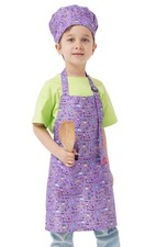 Kids Apron and Chef Hat Set, Children's Kitchen Cooking Aprons with 2 Pockets...