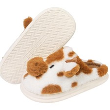 Cow Slippers Animal Slipper for Women, Fluffy Fuzzy Cute 8.5, Brown