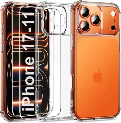 TPU HANDY SCHUTZ HÜLLE FÜR APPLE IPHONE 17 16 15 14 13 12 11 Handy Hülle / 2 x 9H Glas für iPhone 17 16 15 14 13 12 11 Pro Max Silikon Case