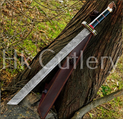 Handmade Hand Forged Damascus Steel Viking Sword, Battle Ready Medieval Sword