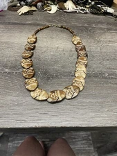 Artisan Aztec Style Carved Fish Wood Necklace