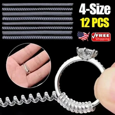 12pcs Ring Sizer for Loose Rings,4 Size Invisible Ring Size Adjuster,Spiral Tool