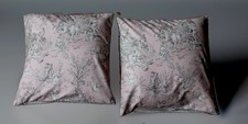 2-Handmade Pink Toile de Jouy Pillows 16x16 Cherubs And Pastoral Print So Soft
