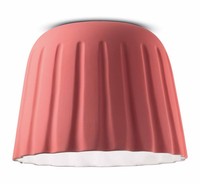 Deckenleuchte Keramik E27 Korall Rot Ø 40 Cm H: 29 Cm Handarbeit Deckenlampe