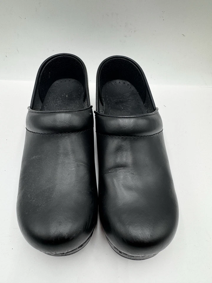 Zueco Dansko para mujer talla 7 N negro cuero cómodo zapatos de cuña baja Foto 4 de 4