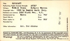 Tune-Dex Nagasaki Mort Dixon Harry Warren 1943 Lead Sheet ASCAP Tin Pan Alley
