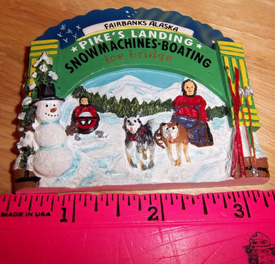 Fairbanks Alaska 3D style Magnet Pikes Landing Ice Bridge Winter Scene 3'' wide