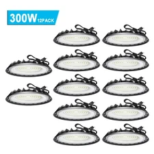 12Pcs UFO LED High Bay Light 300W Commercial Industrial Factory Gym Shop Light