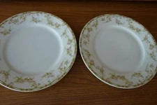 Vintage Theodore Havilland two bread/dessert 7" plates pink rose floral border
