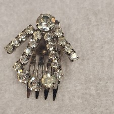 Vintage Rhinestone Hair Clip Comb Silver Tone Prong Set