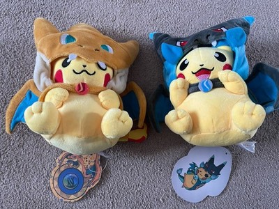 Neu Pikachu Paar mit Charizard Hüten Stofftiere Plüsch Teddy Puppen Stofftiere
