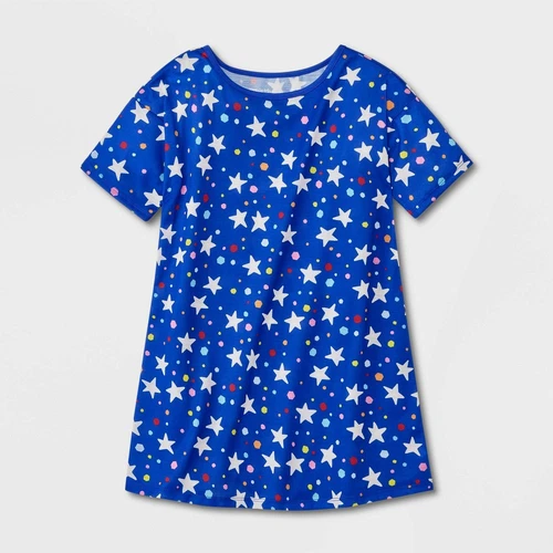Cat & Jack Girls Short Sleeve NightGown Blue Size S - Picture 4 of 6