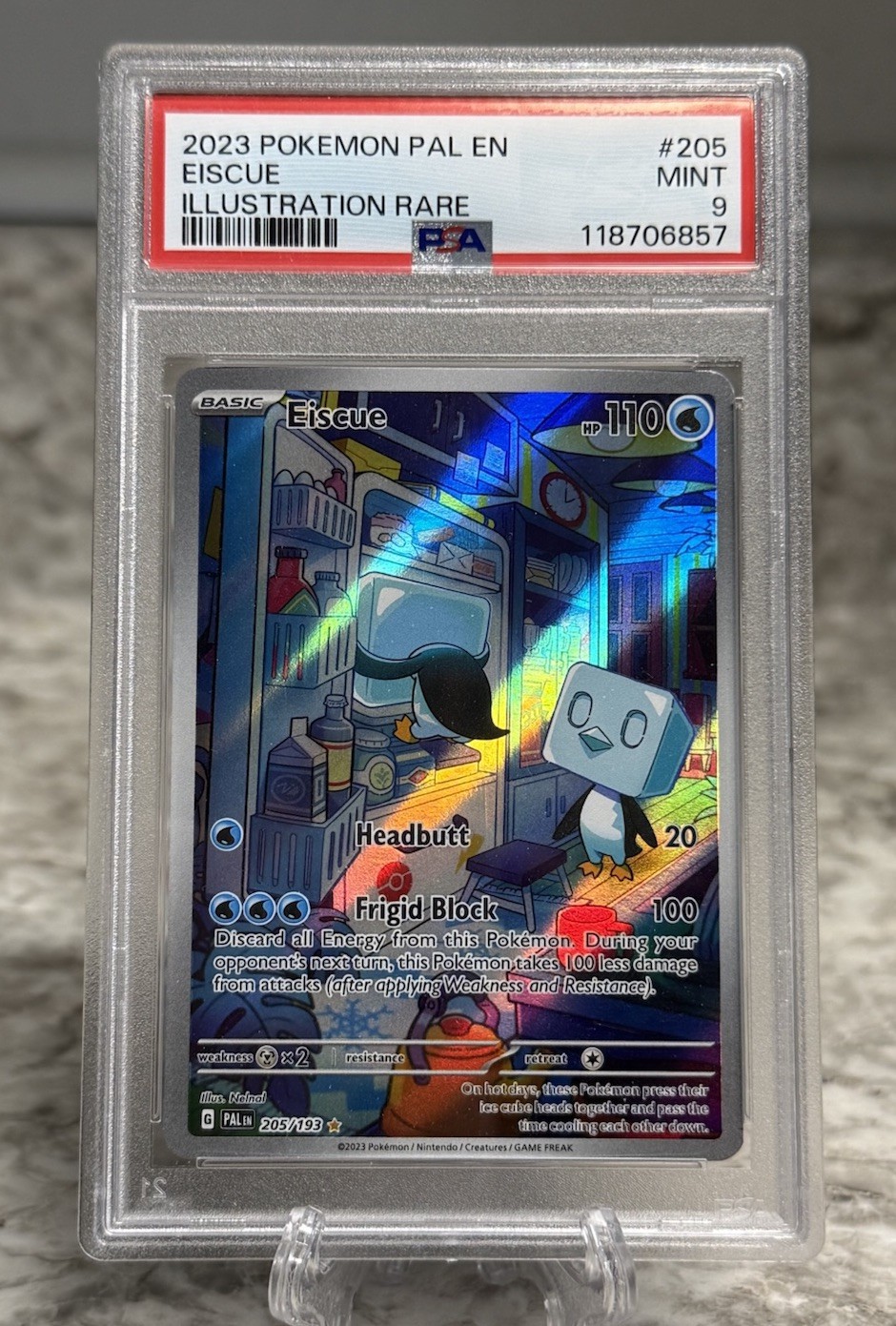 2023 Pokemon Paldea Evolved Eiscue #205/193 Illustration Rare PSA 9 MINT