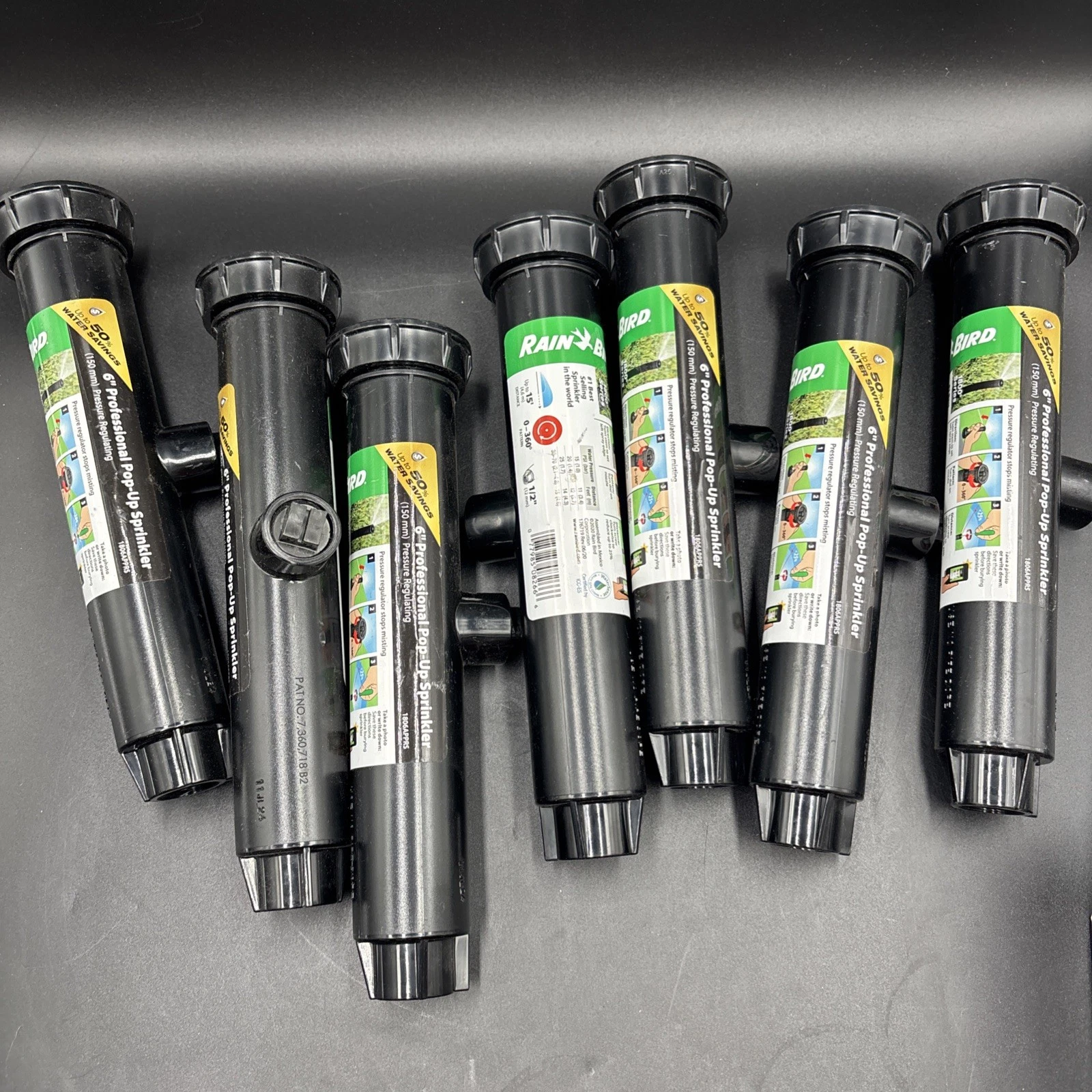 Lot of 7 Rain Bird 1806APPRS Pressure Regulating (PRS) Pro Pop-Up Sprinkler,