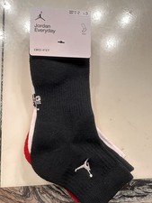 Jordan Everyday Ankle Socks Black/White/Red, Size Large 8-12