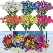 24 Bundles Artificial Flowers for Outdoors 6 Colors Fake Flowers UV Resistant