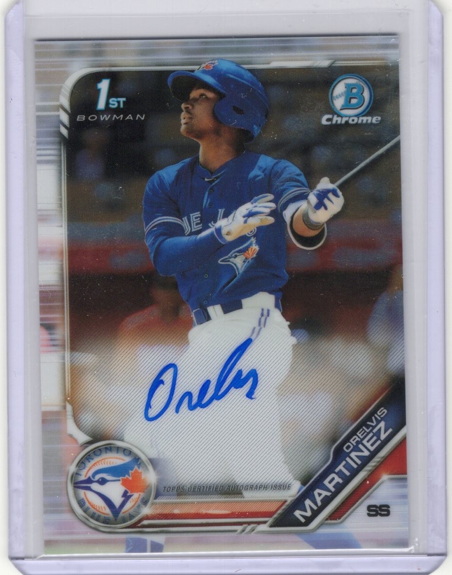 2019 BOWMAN CHROME 1ST PROSPECT AUTO CPA-OM BLUES JAYS - ORELVIS MARTINEZ