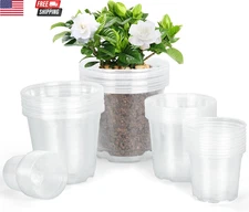45 Pack 7/6/5/4/3 Inch Clear Nursery Pots for Plants, Clear Plastic Plant Pots w