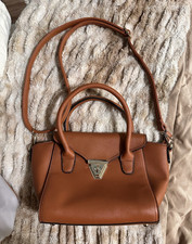 Women s Brown Medium Satchel Top Handle Bag, Zip, Lined, Detachable Strap