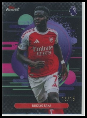 Bukayo Saka 25/26 Topps Finest EPL  UNCOMMON Black Refractor /15