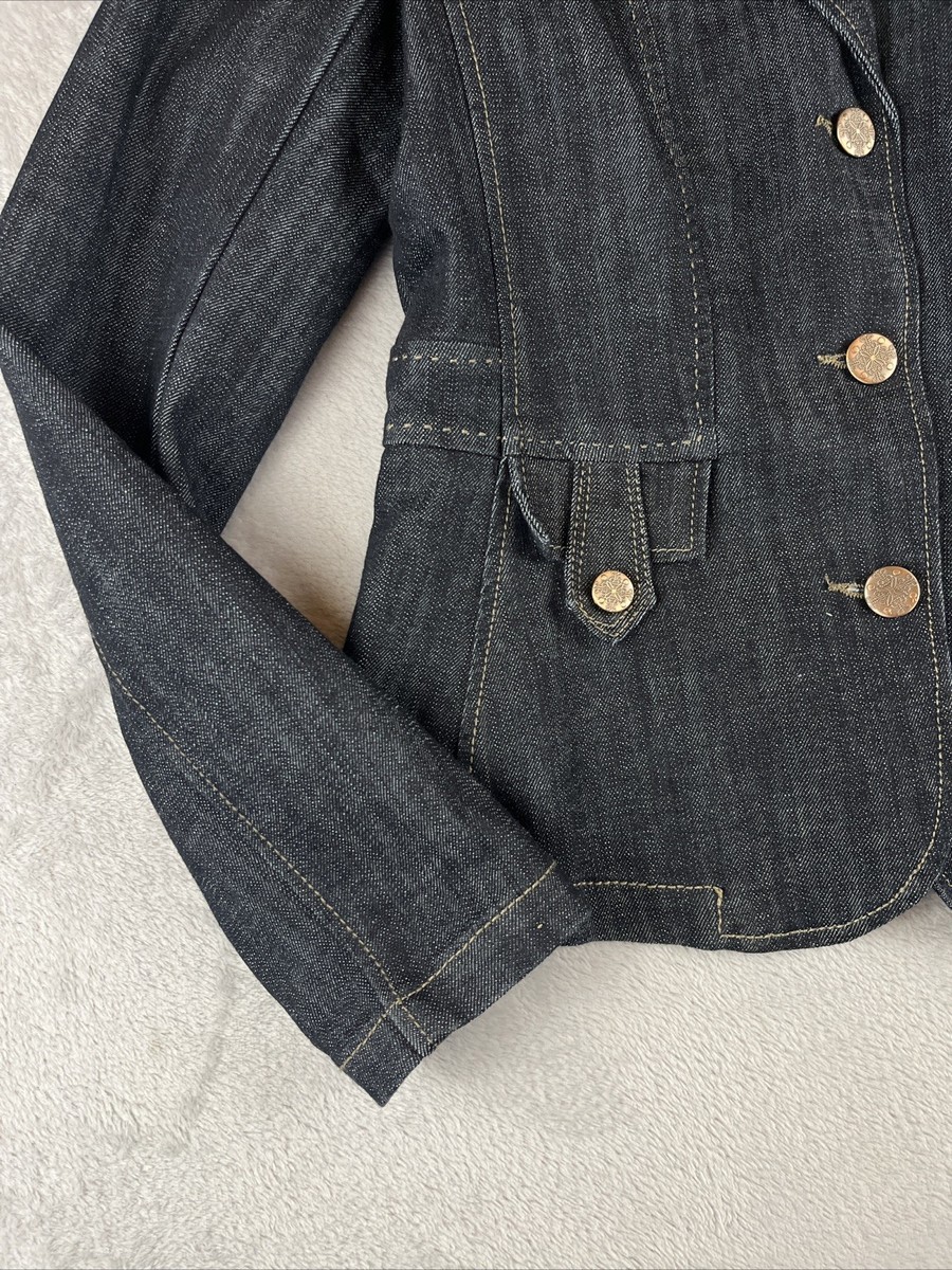 One Five one womens blue long sleeve button up denim jacket size M View 3