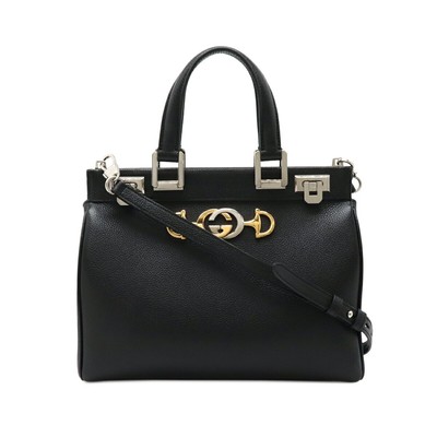 GUCCI Zumi Small Top Handbag 2WAY Shoulder Bag Crossbody Black