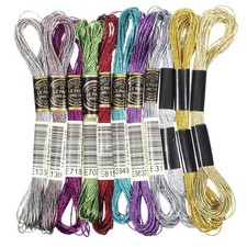 11 Pcs Mixed Colors Metallic Embroidery Floss 11 Skeins Cross Stitch 11 Color