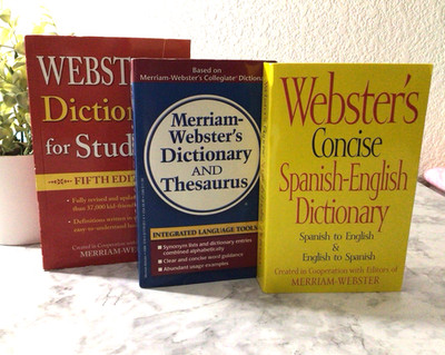 Webster's Dictionary Lot of 3 Student Dictionary Thesaurus Concise Spanish-Eng