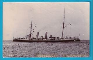 Original PC Size Real Photo Royal Navy H.M.S. PYRAMUS Cassar MALTA