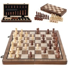 XL Large Chess Wooden Set Folding Chessboard Pieces Wood Board Chess Board 39CM