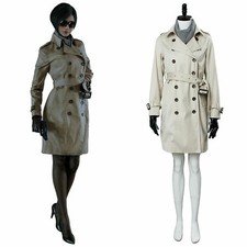 Resident Evil 2 Remake RE Ada Wong/Wang Trenchcoat Red Dress Cosplay Costume