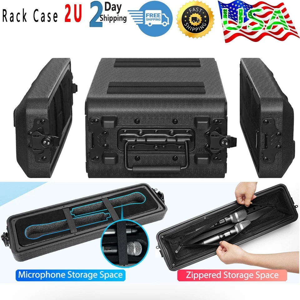 Estuche de rack 2U bloqueable 10,2 pulgadas de profundidad Estuche de vuelo de 2 espacios para equipos de audio profesional Foto 3 de 4