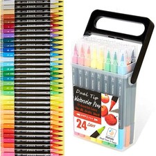 24 Pack Dual Tip Washable Markers for Kids with Stand Art Marker Gift Set