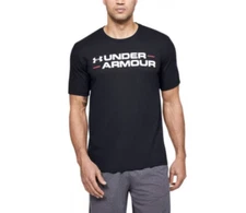 UA Mens T-Shirt Branded Wordmark Short Sleeve Tee Black Under Armour 1351921 001