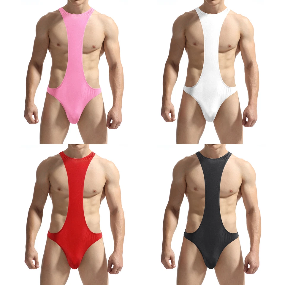Herren Bodysuit Sexy Thong Clubwear Badeanzug Ringerrücken Trikot Einteilig - Bild 3 von 3