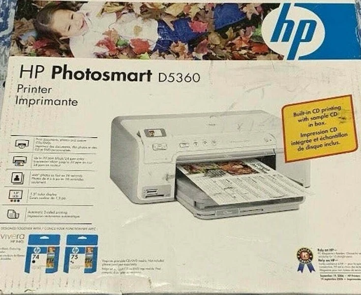 naaimachine Gelijkwaardig leerboek HP Photosmart D5360 Digital Photo Inkjet Printer & Built in CD DVD Printing | eBay naaimachine Gelijkwaardig leerboek HP Photosmart D5360 Digital Photo Inkjet Printer & Built in CD DVD Printing | eBay