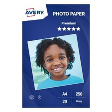 Image of Avery Premium Glossy Photo Paper 250g/m, A4, 20 sheets, White