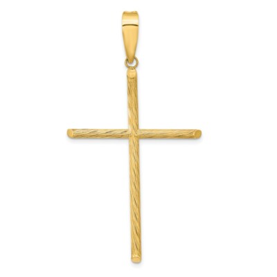 14K Yellow Gold Polished & Textured Fancy Cross Pendant K9952