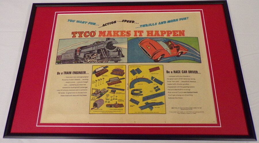 1968 Tyco Trains / Race Cars 12x18 Framed ORIGINAL Vintage Advertising Display