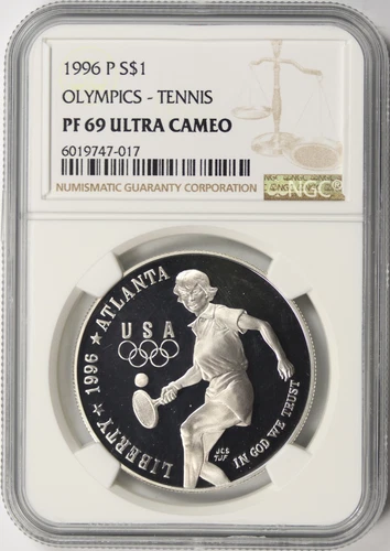 1996-P $1 Olympics Tennis Commemorative Dollar NGC PF69 Ultra Cameo
