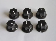 6x Brass Insert USA Size 1/4" Large Jazz J Bass Knobs MXR Style Knob Black